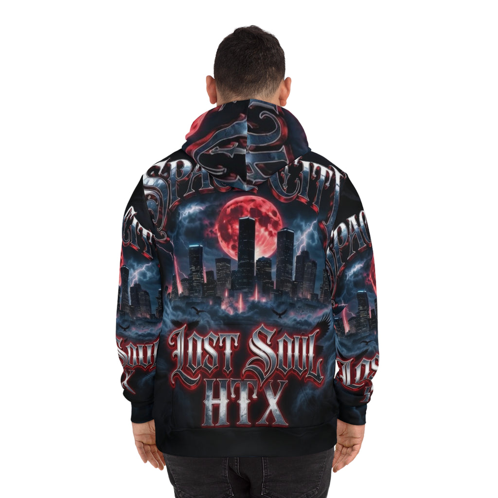 Lost Soul Space City Lost Soul Hoodie — Houston Skyline Gothic Streetwear AOP