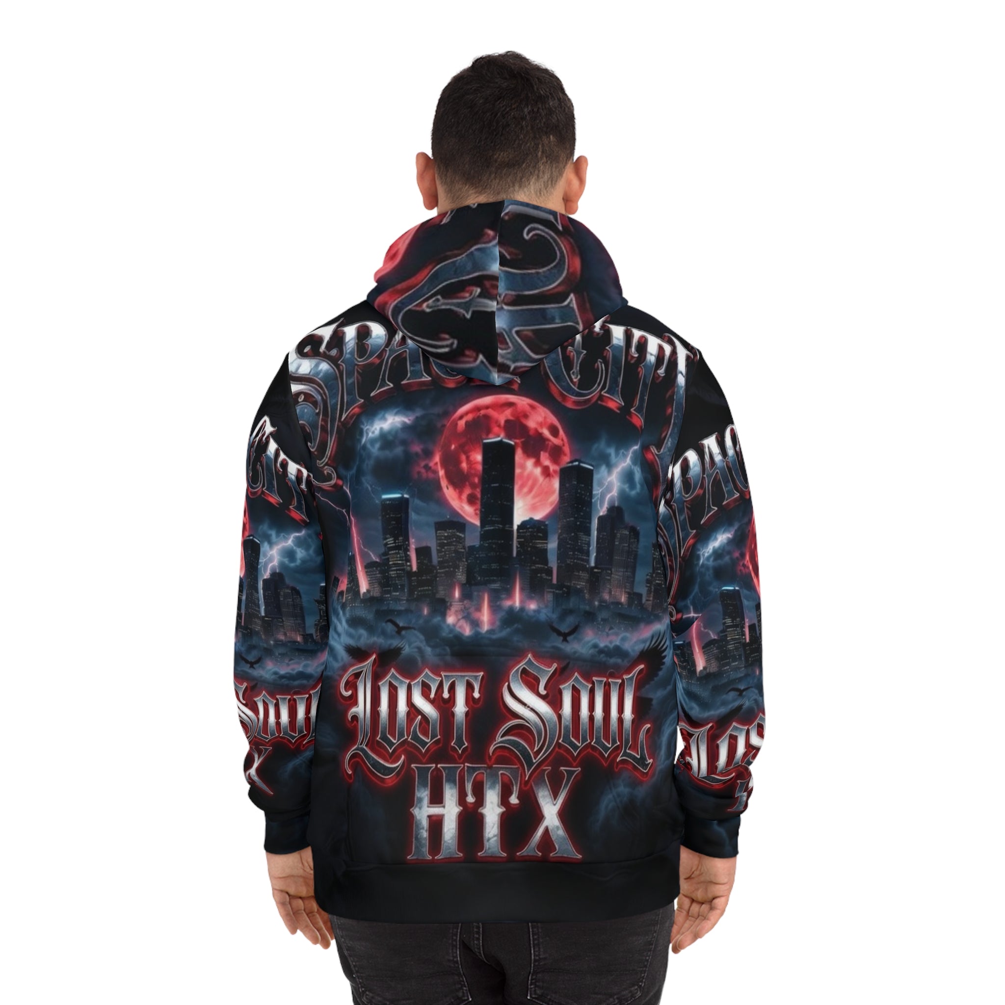 Lost Soul Space City Lost Soul Hoodie — Houston Skyline Gothic Streetwear AOP