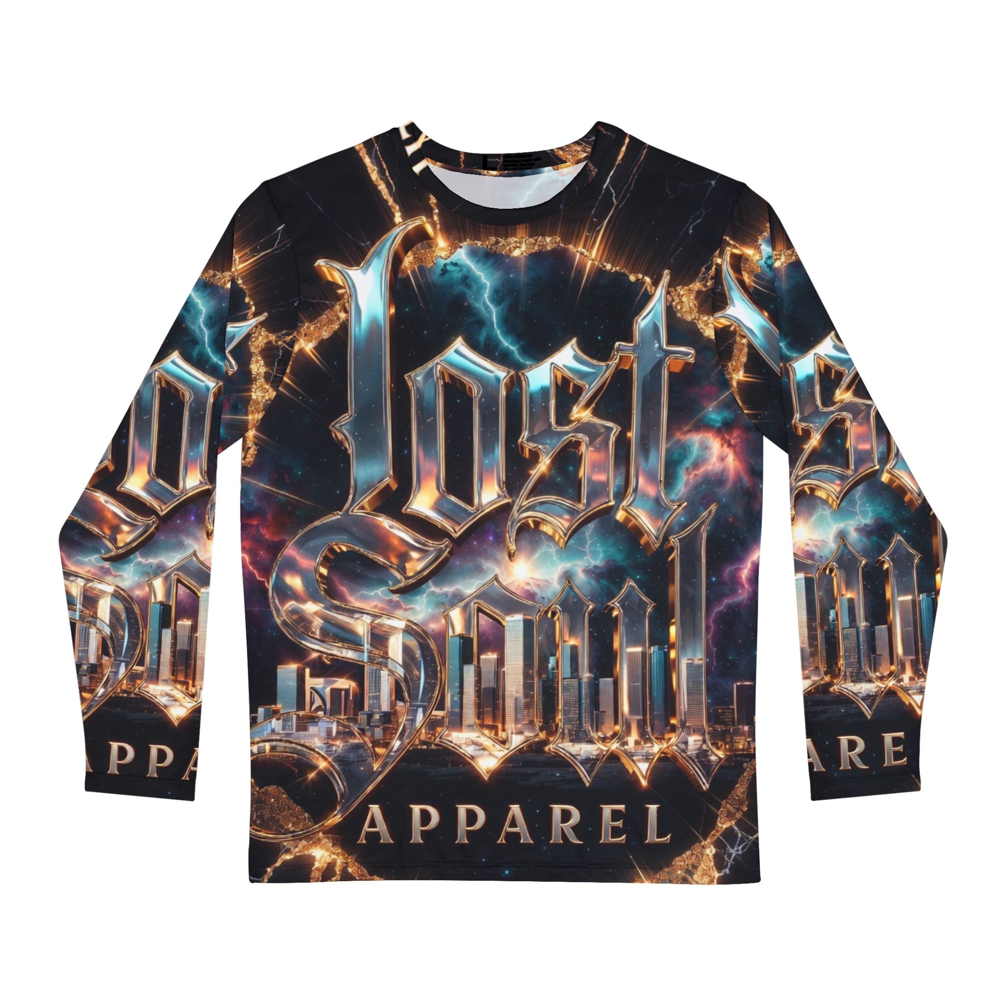 Lost Soul City Graphic Long Sleeve Shirt — Futuristic Cityscape Streetwear