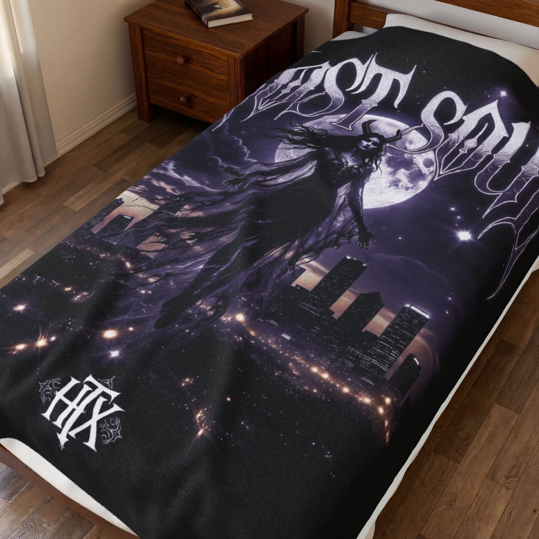 Lost Soul Velveteen Plush Blanket — Gothic Moonlight Throw for Goth & Alternative Fans