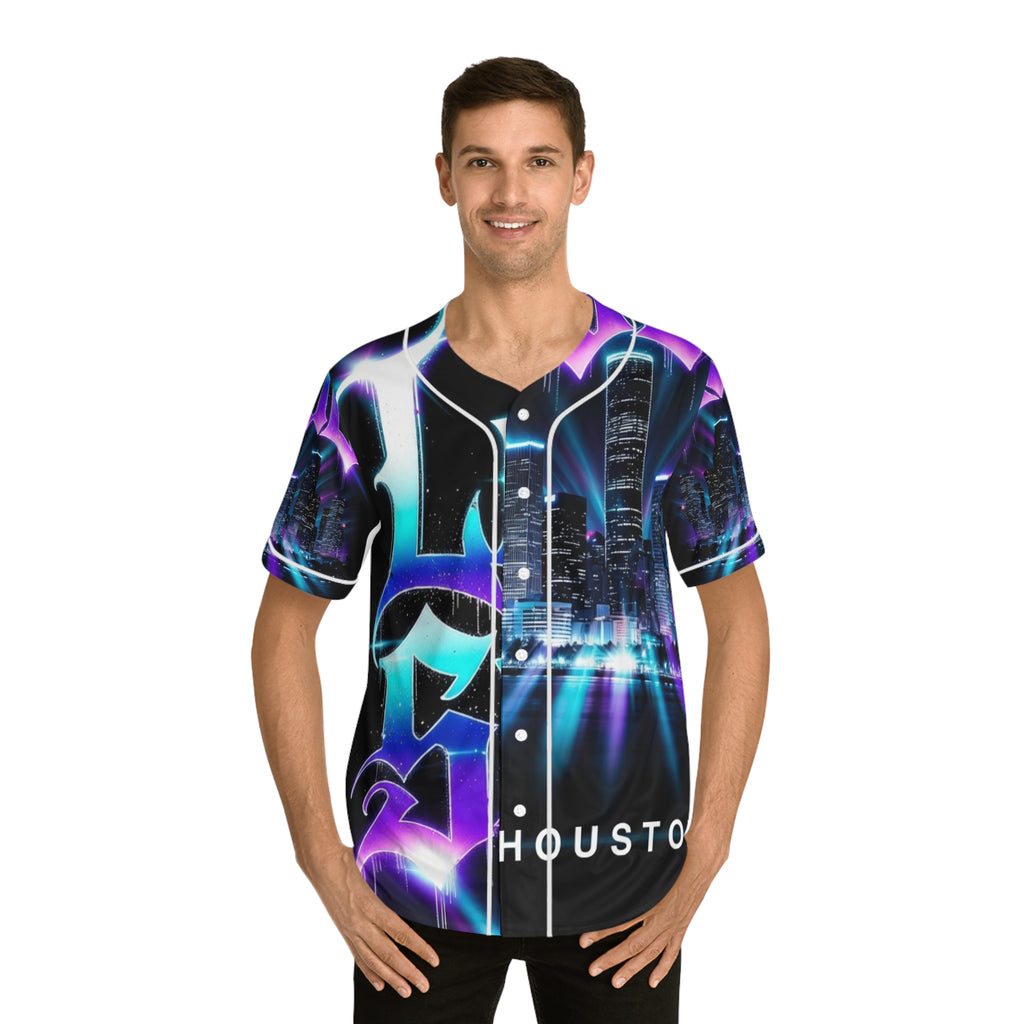 Lost Soul Houston Baseball Jersey — Neon Cityscape AOP