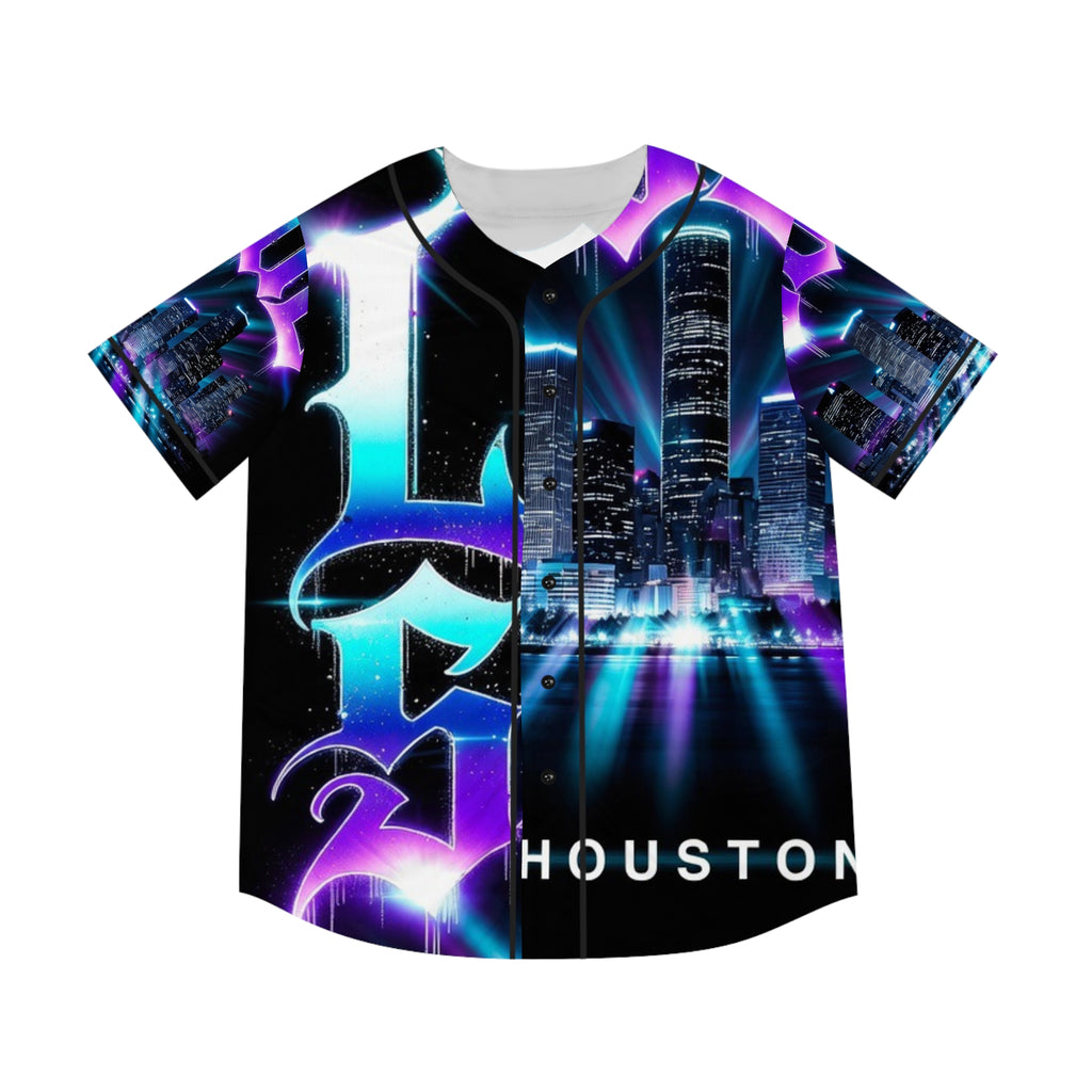 Lost Soul Houston Baseball Jersey — Neon Cityscape AOP