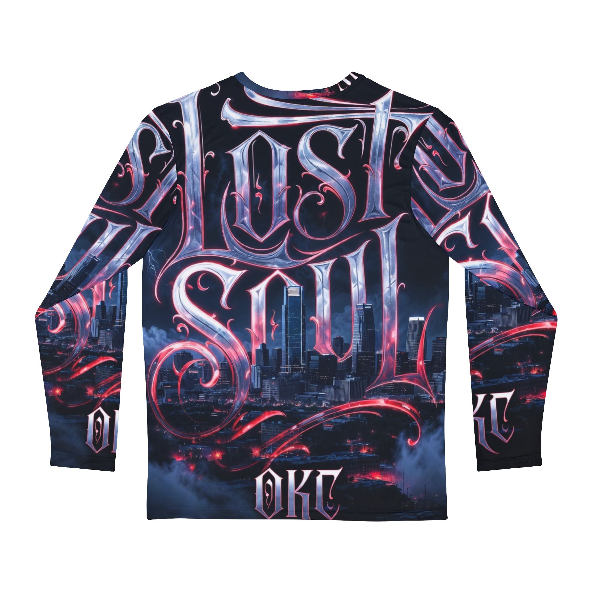 Lost Soul OKC Long Sleeve Shirt — Gothic Cityscape AOP Tee