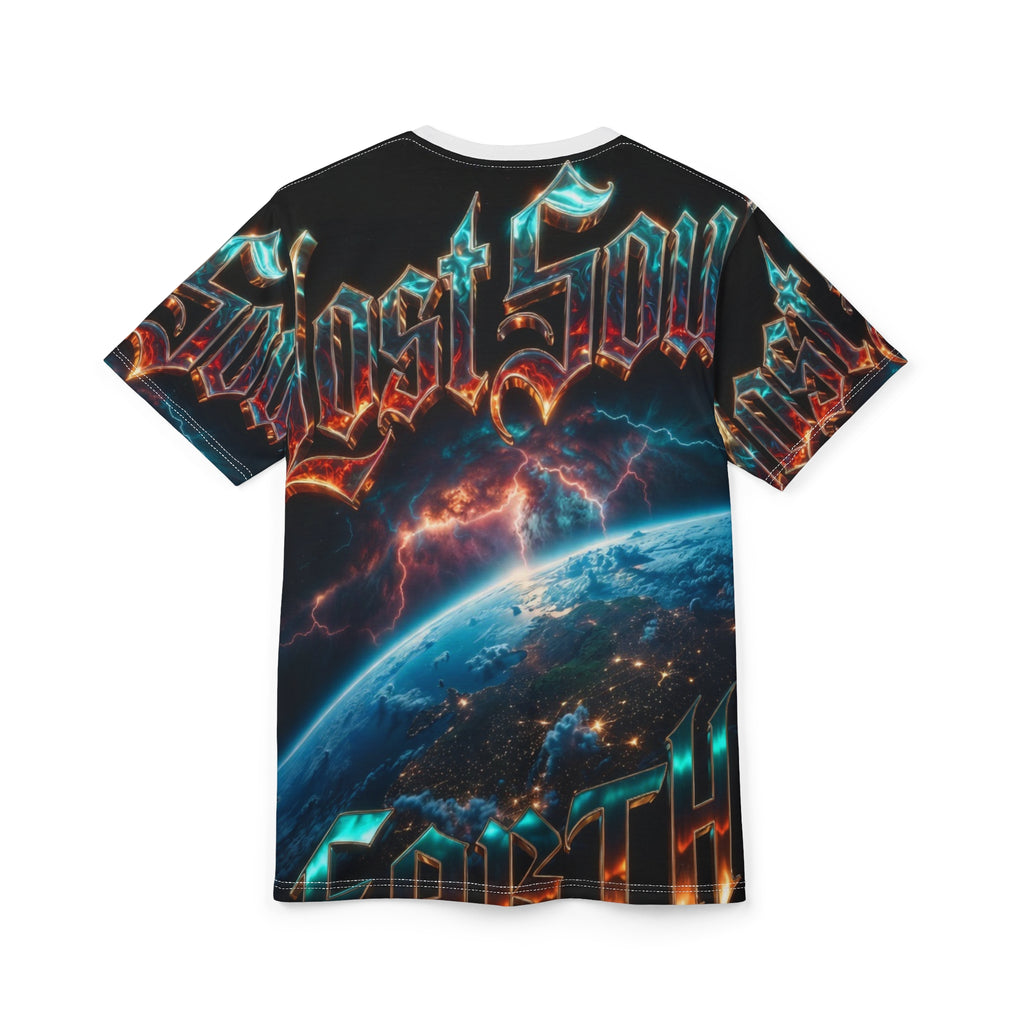 Lost Soul All-Over Graphic Tee — Earth & Lightning Metal Band Design