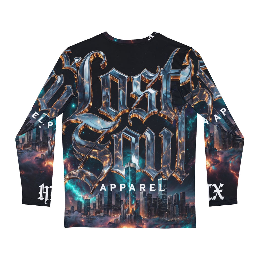 Lost Soul Apparel Men’s Long Sleeve Shirt — Gothic Urban Cityscape AOP