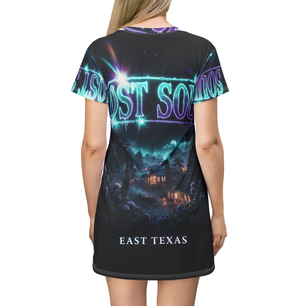Lost Soul East Texas T-Shirt Dress — Gothic Forest Horror Graphic Tee Dress