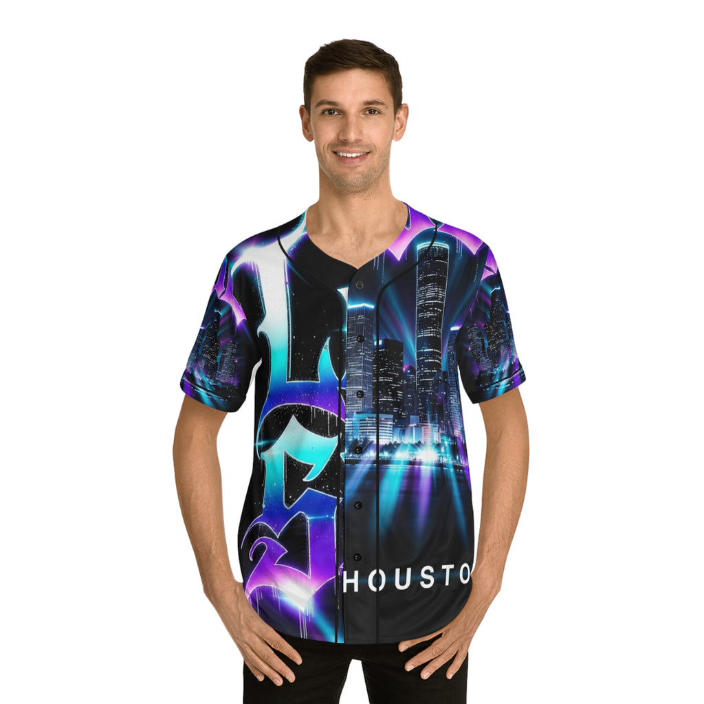 Lost Soul Houston Baseball Jersey — Neon Cityscape AOP