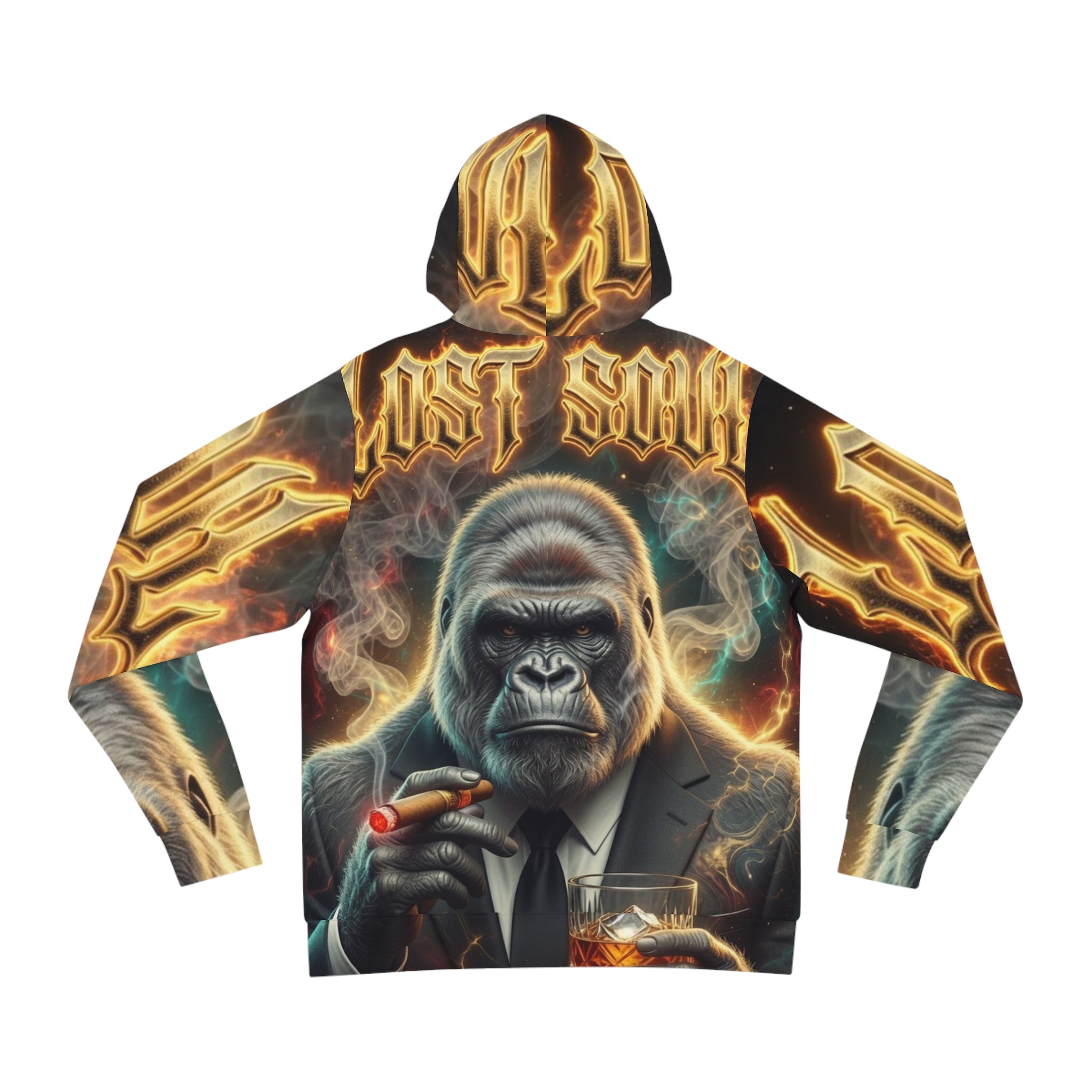 Lost Soul Silverback Gorilla Smoking Cigar Hoodie - 'Lost Soul' All-Over Print Fashion Hoodie