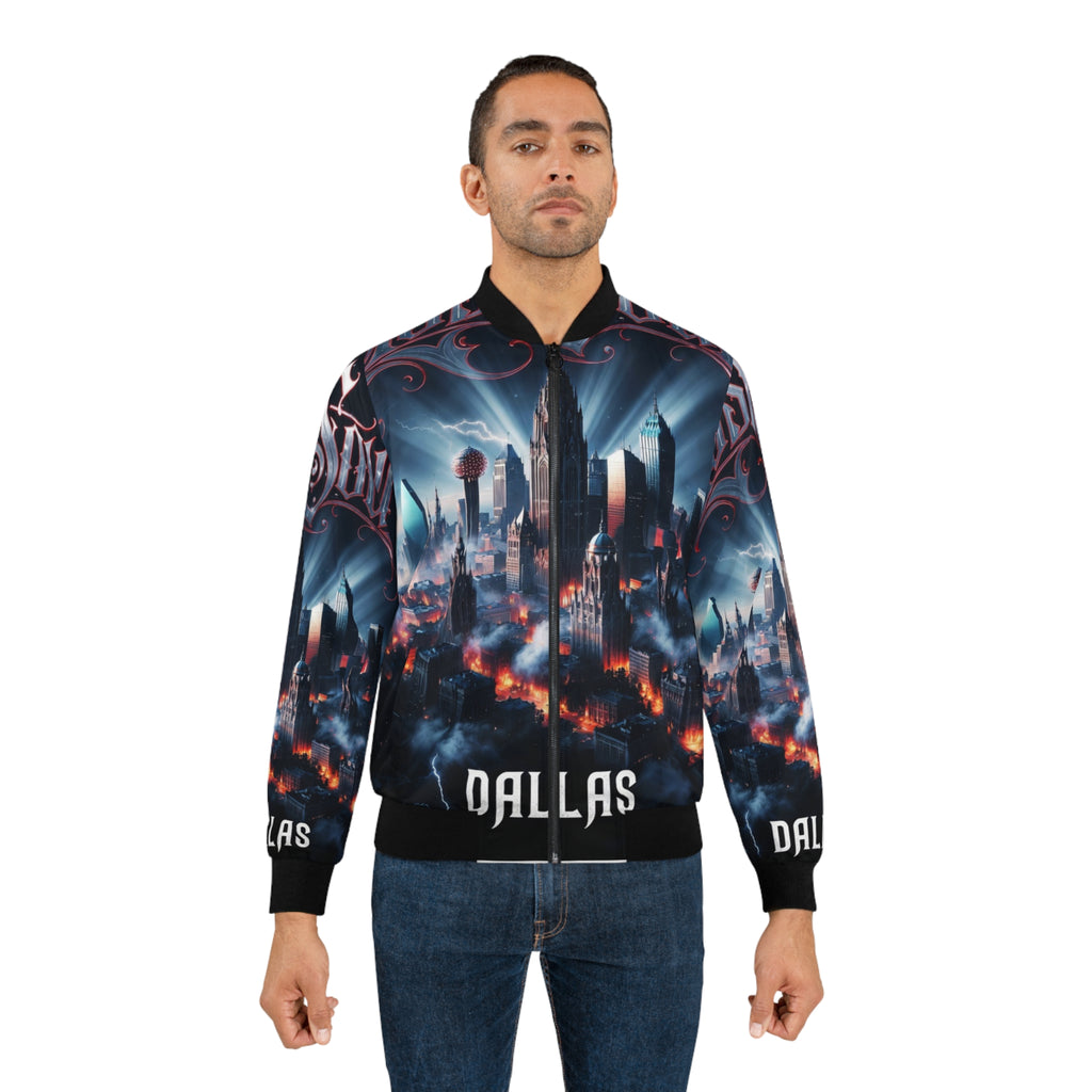 Lost Soul Dallas Skyline 'Lost Soul' Bomber Jacket — Urban Gothic Cityscape