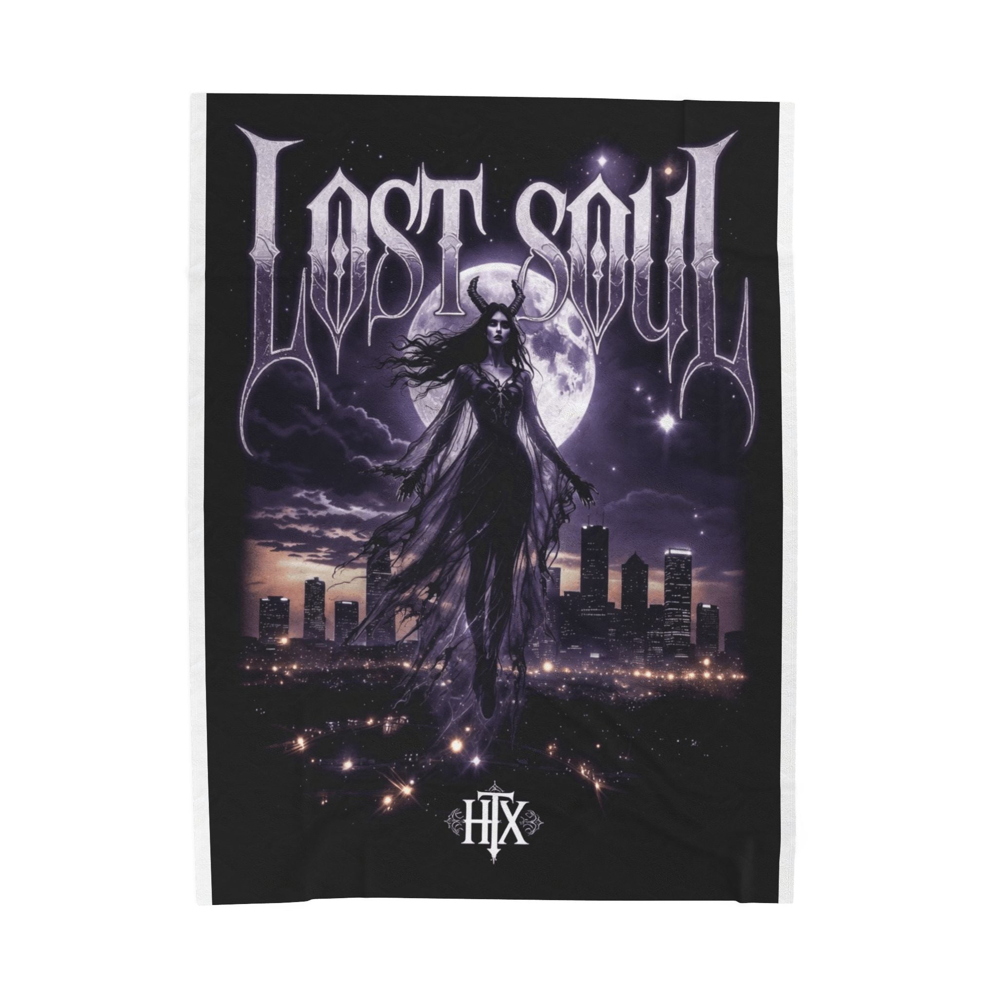 Lost Soul Velveteen Plush Blanket — Gothic Moonlight Throw for Goth & Alternative Fans