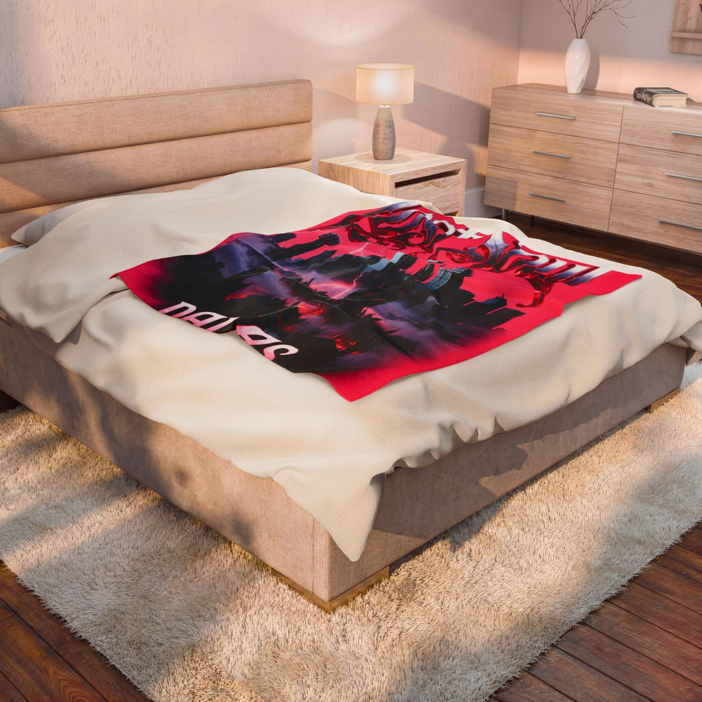 Lost Soul Dallas Velveteen Plush Blanket — Moody Cityscape Throw for Gothic & Urban Fans