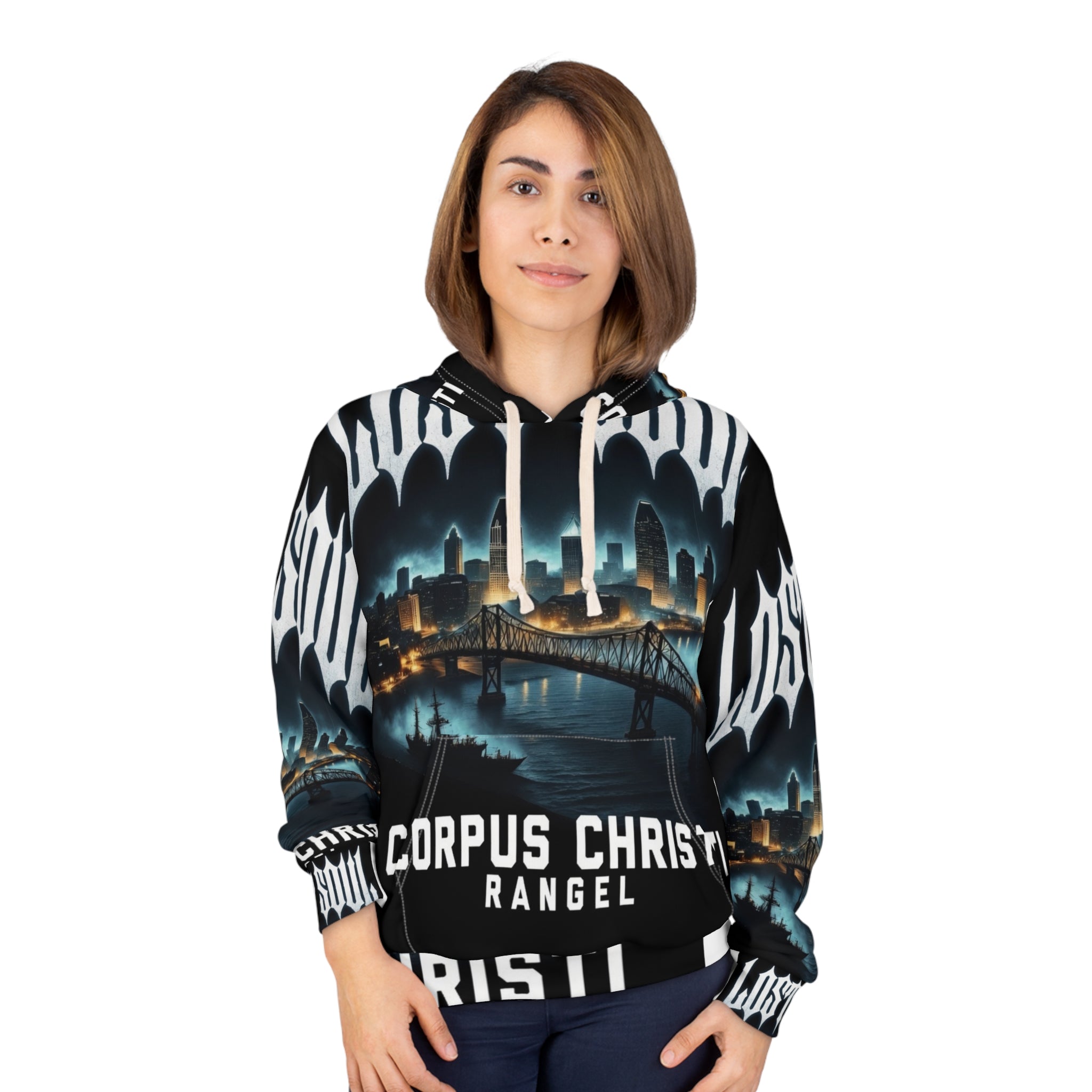 Lost Soul Corpus Christi Skyline Hoodie — Cityscape Bridge Graphic Pullover