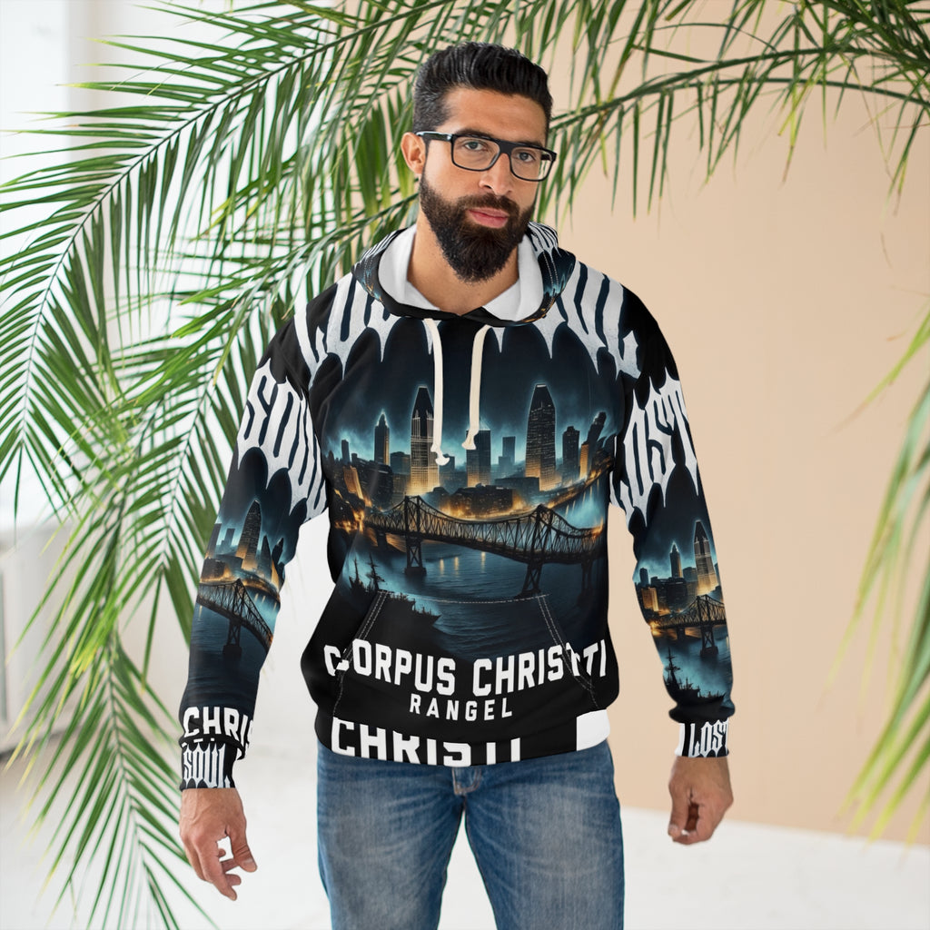Lost Soul Corpus Christi Skyline Hoodie — Cityscape Bridge Graphic Pullover