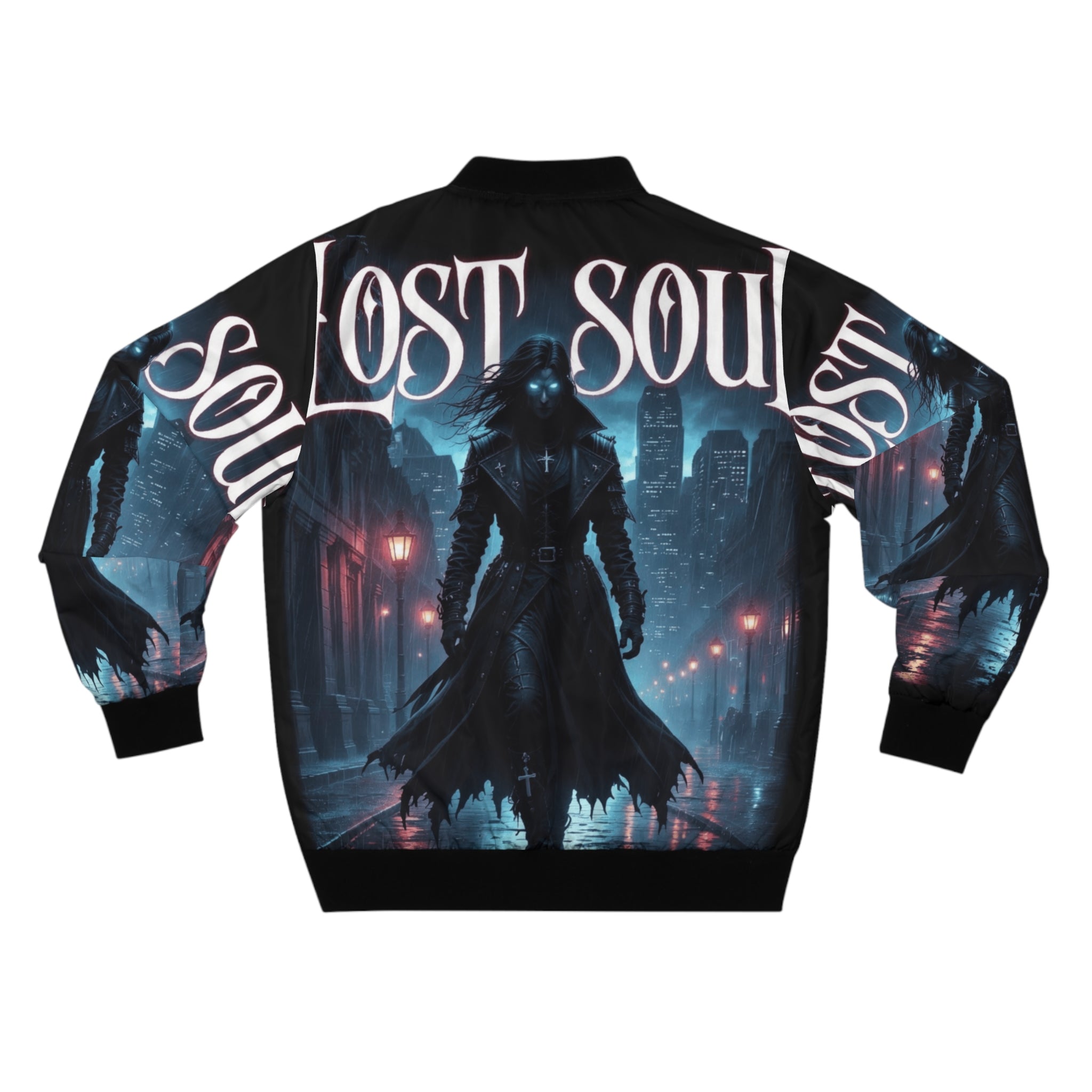 Lost Soul Bomber Jacket — Gothic Dark City AOP Jacket ("Lost Soul" Design)
