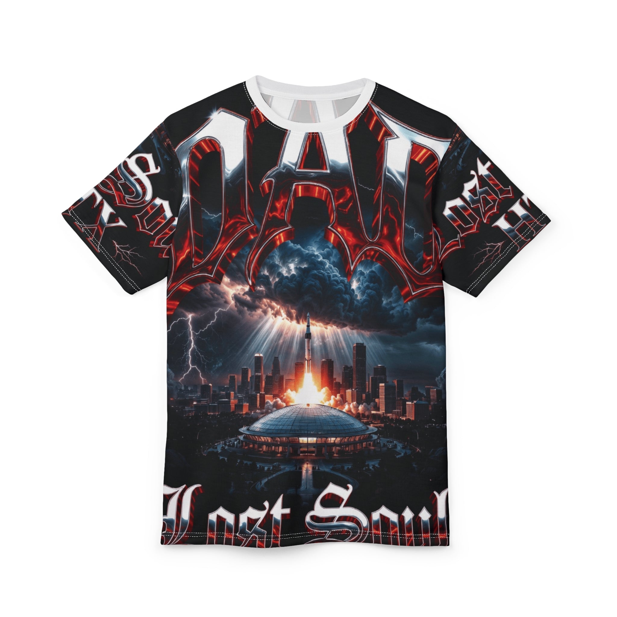 Lost Soul Dad Apocalyptic Cityscape All-Over Print Tee
