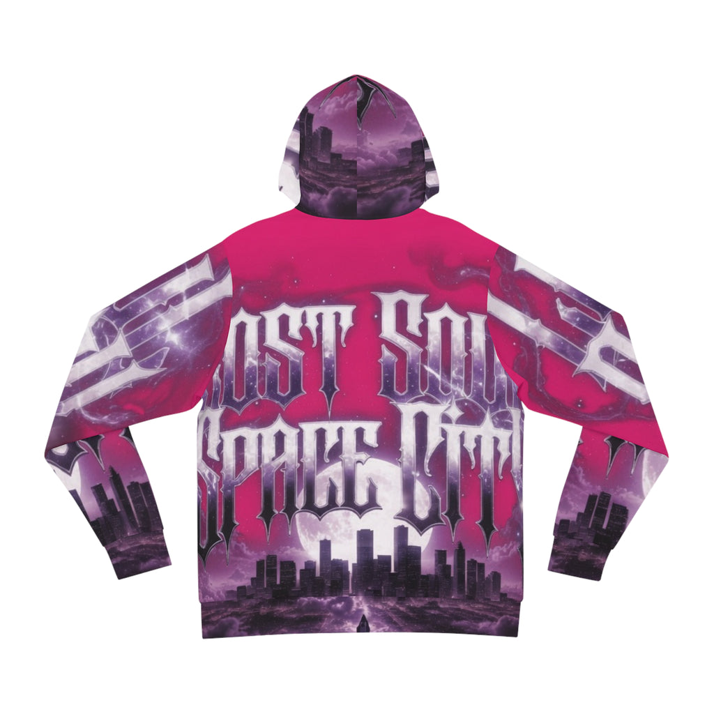 Lost Soul Galaxy Cityscape Hoodie — 'Lost Soul, Streets With' Pink & Purple All-Over Print
