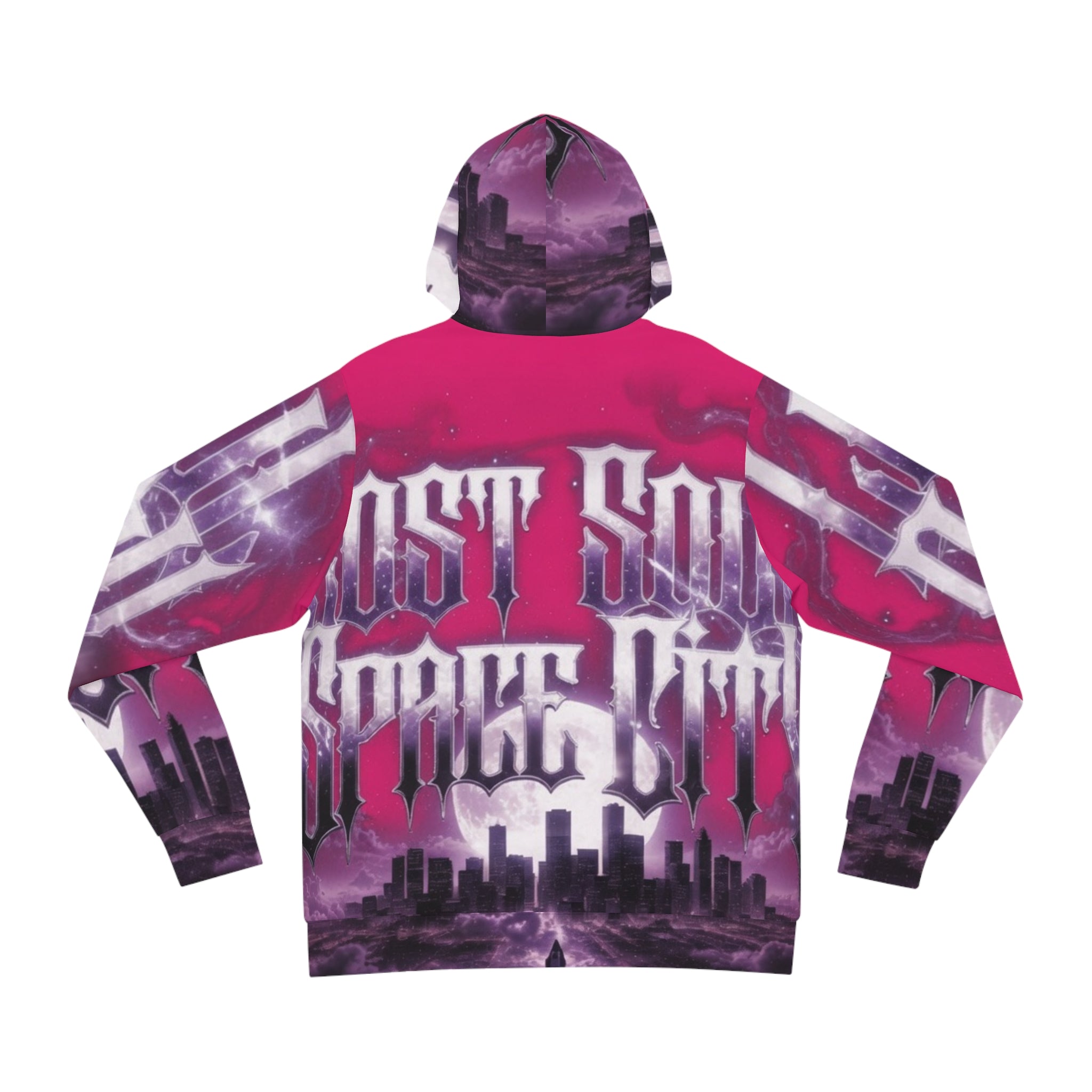 Lost Soul Galaxy Cityscape Hoodie — 'Lost Soul, Streets With' Pink & Purple All-Over Print
