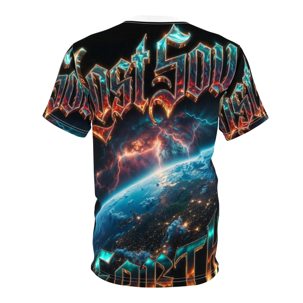 Lost Soul All-Over Graphic Tee — Earth & Lightning Metal Band Design