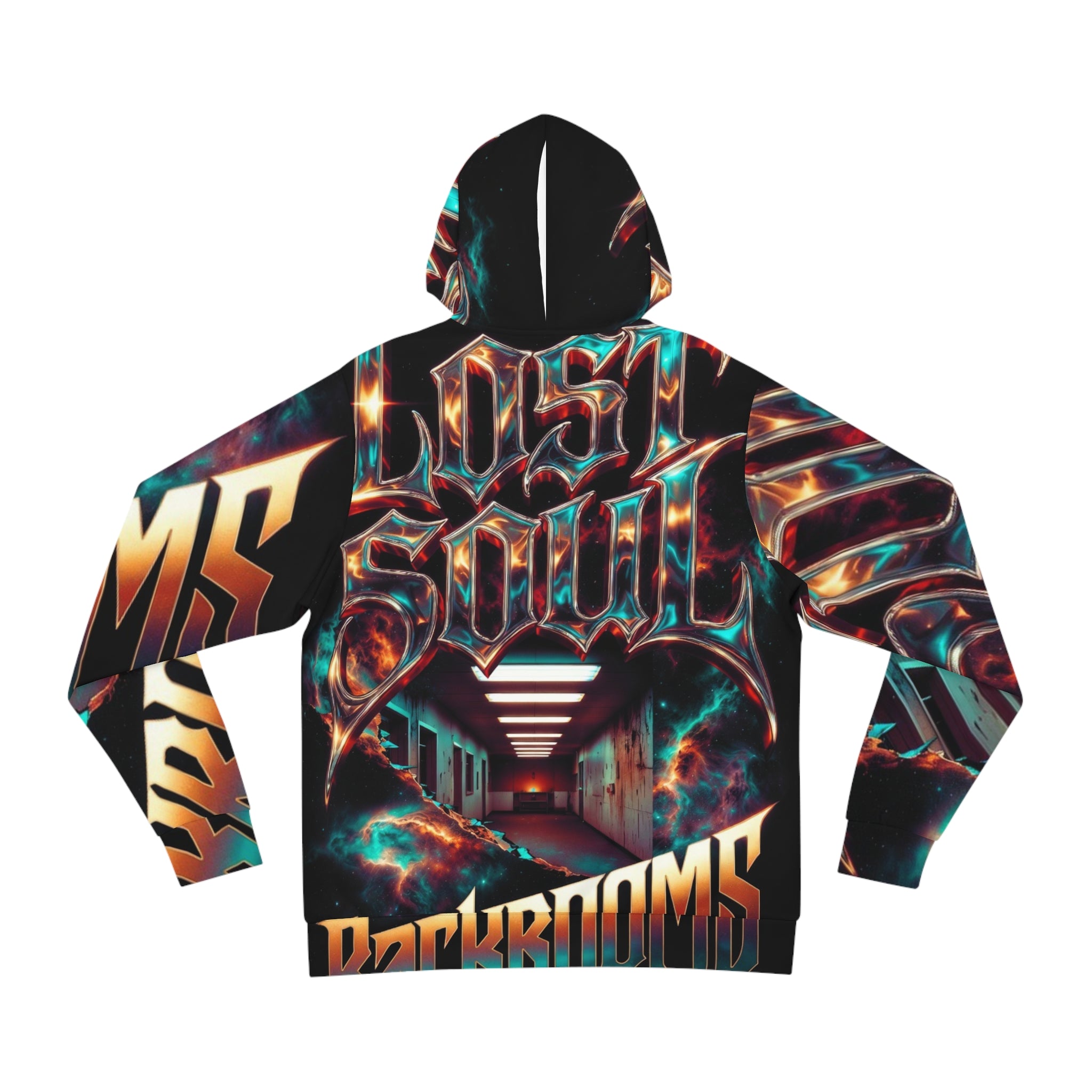 Lost Soul Backrooms All-Over Print Hoodie — Trippy Vaporwave Streetwear
