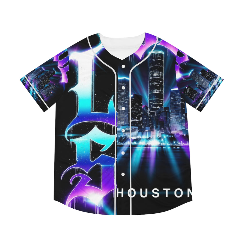 Lost Soul Houston Baseball Jersey — Neon Cityscape AOP