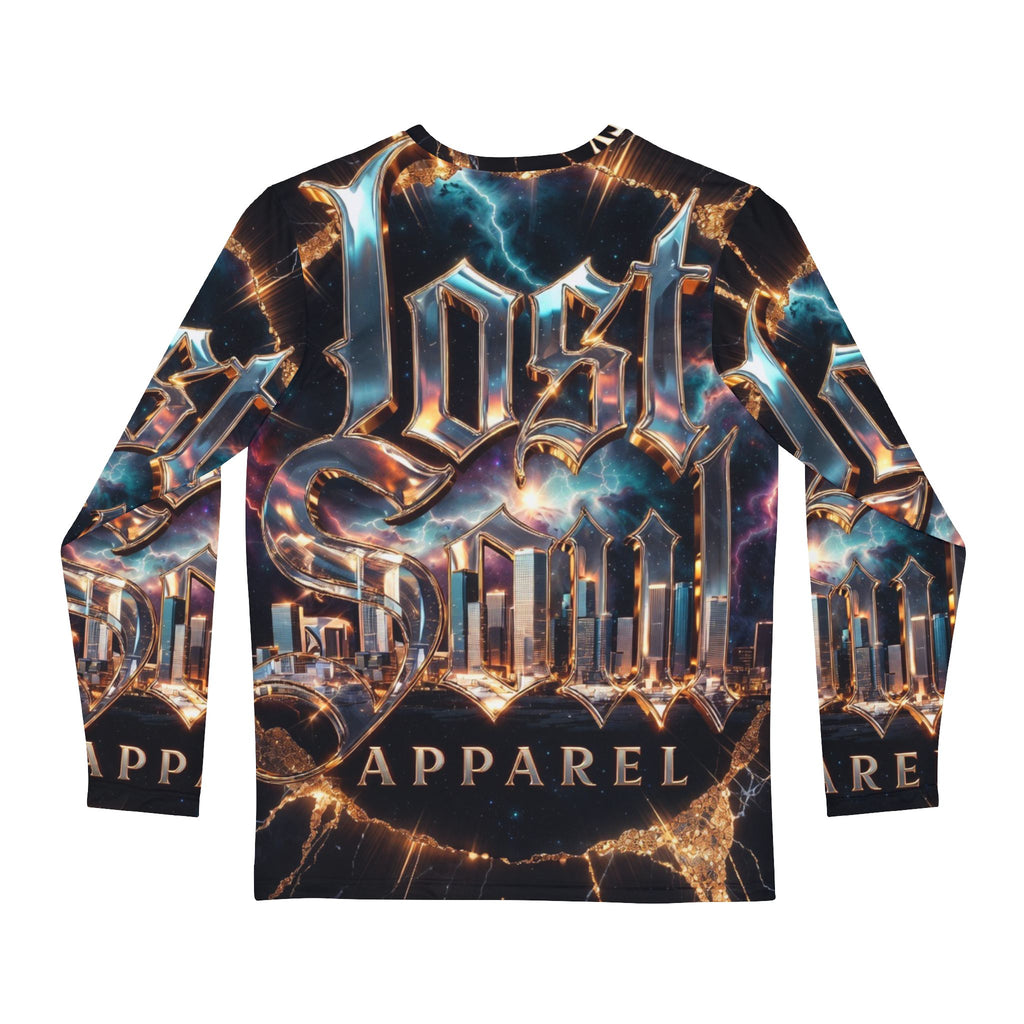 Lost Soul City Graphic Long Sleeve Shirt — Futuristic Cityscape Streetwear