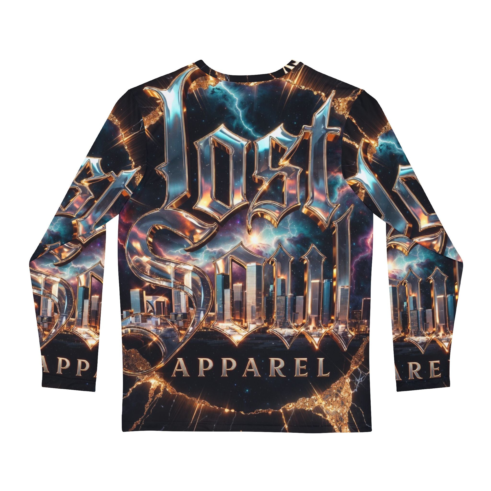 Lost Soul City Graphic Long Sleeve Shirt — Futuristic Cityscape Streetwear