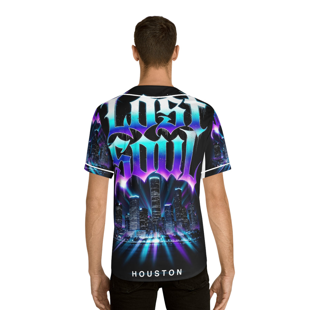 Lost Soul Houston Baseball Jersey — Neon Cityscape AOP