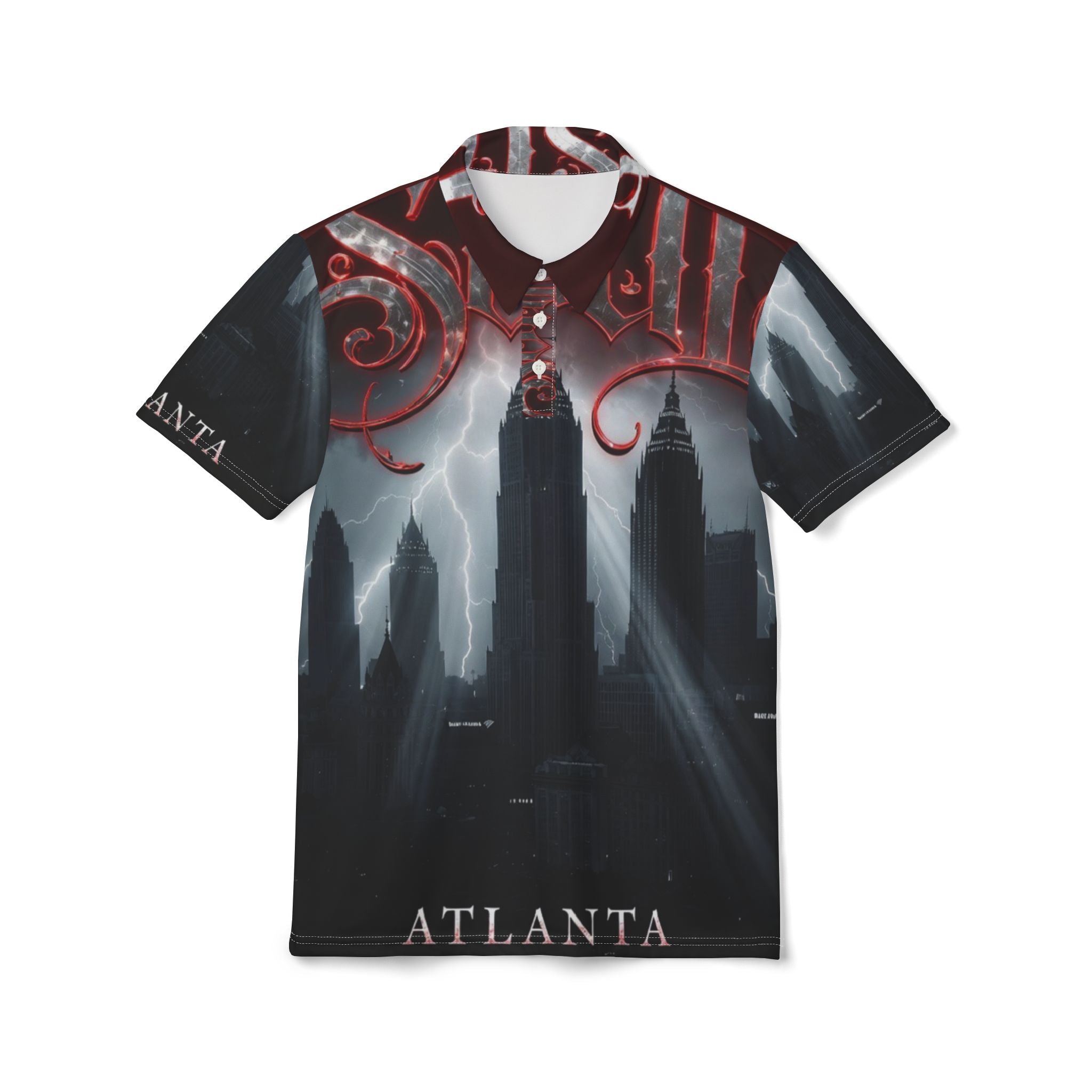 Lost Soul Atlanta Skyline Polo Shirt — Dark Gothic Cityscape Design