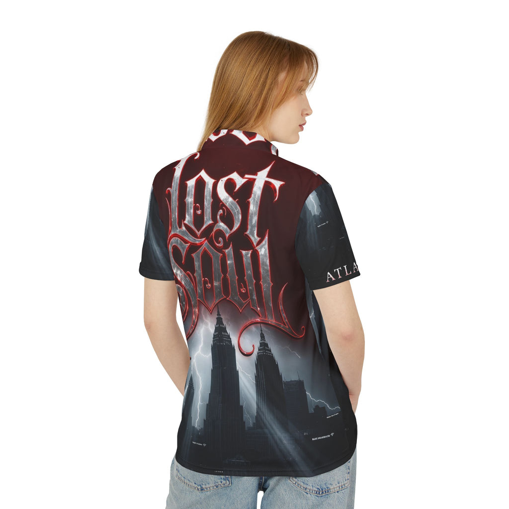 Lost Soul Atlanta Skyline Polo Shirt — Dark Gothic Cityscape Design
