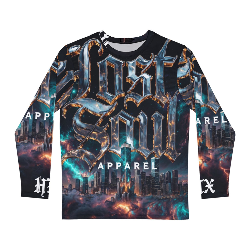 Lost Soul Apparel Men’s Long Sleeve Shirt — Gothic Urban Cityscape AOP