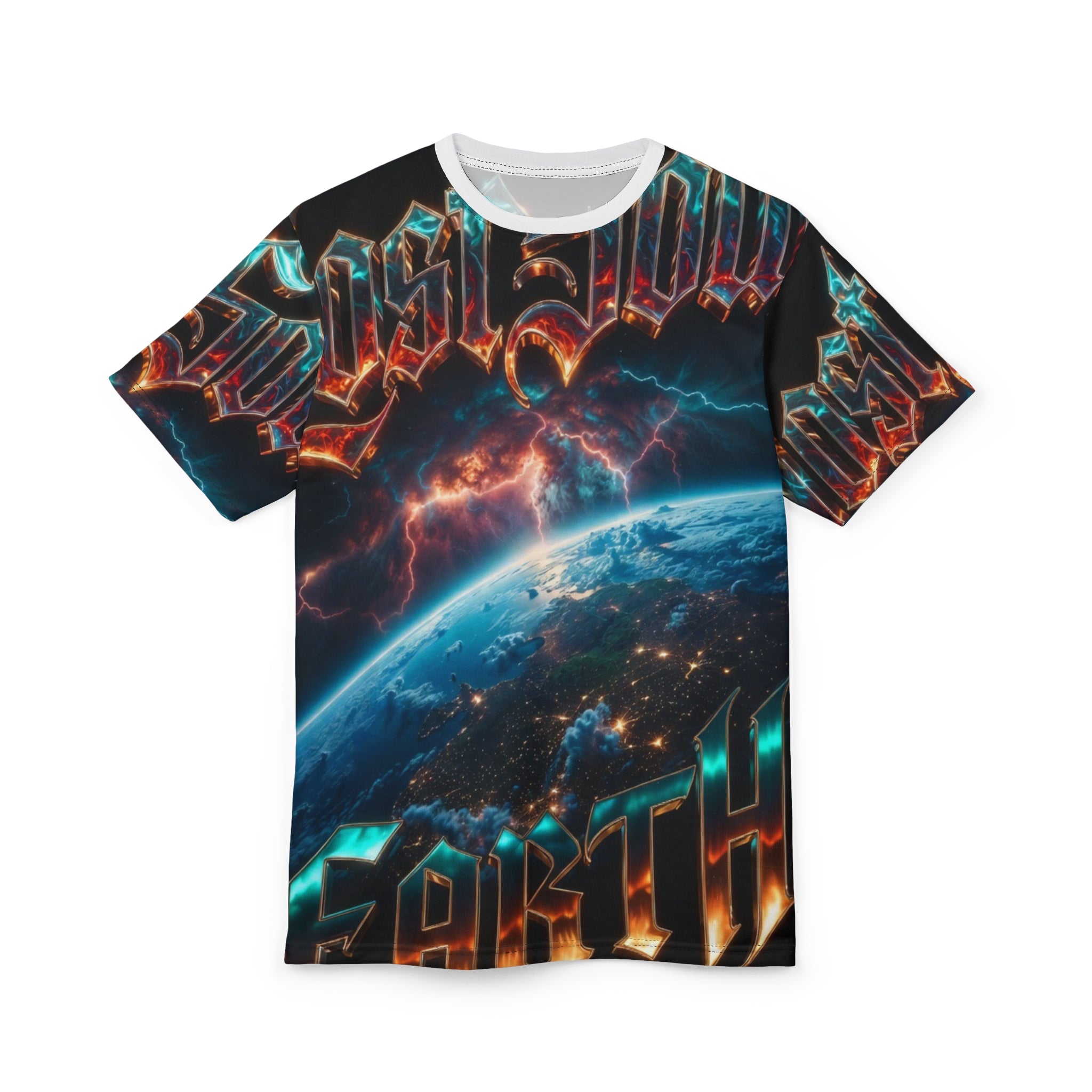 Lost Soul All-Over Graphic Tee — Earth & Lightning Metal Band Design