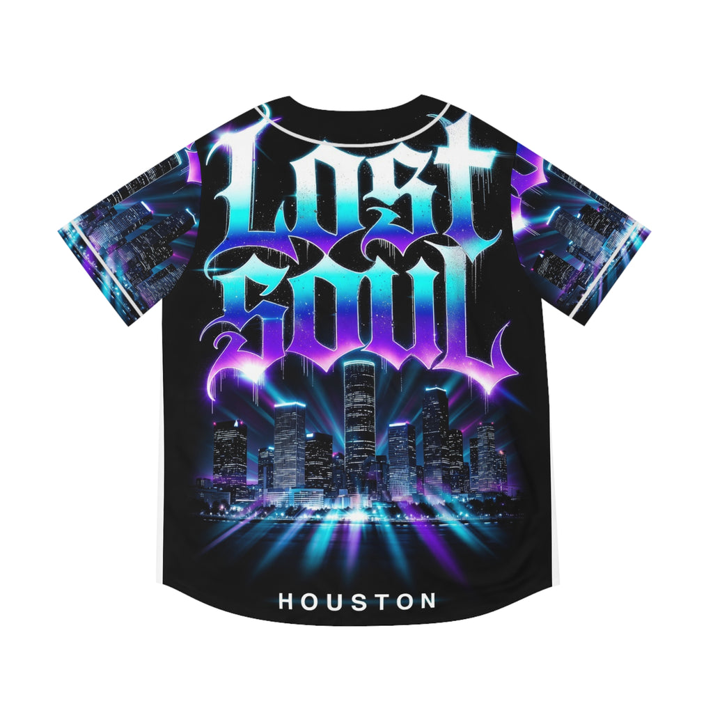 Lost Soul Houston Baseball Jersey — Neon Cityscape AOP