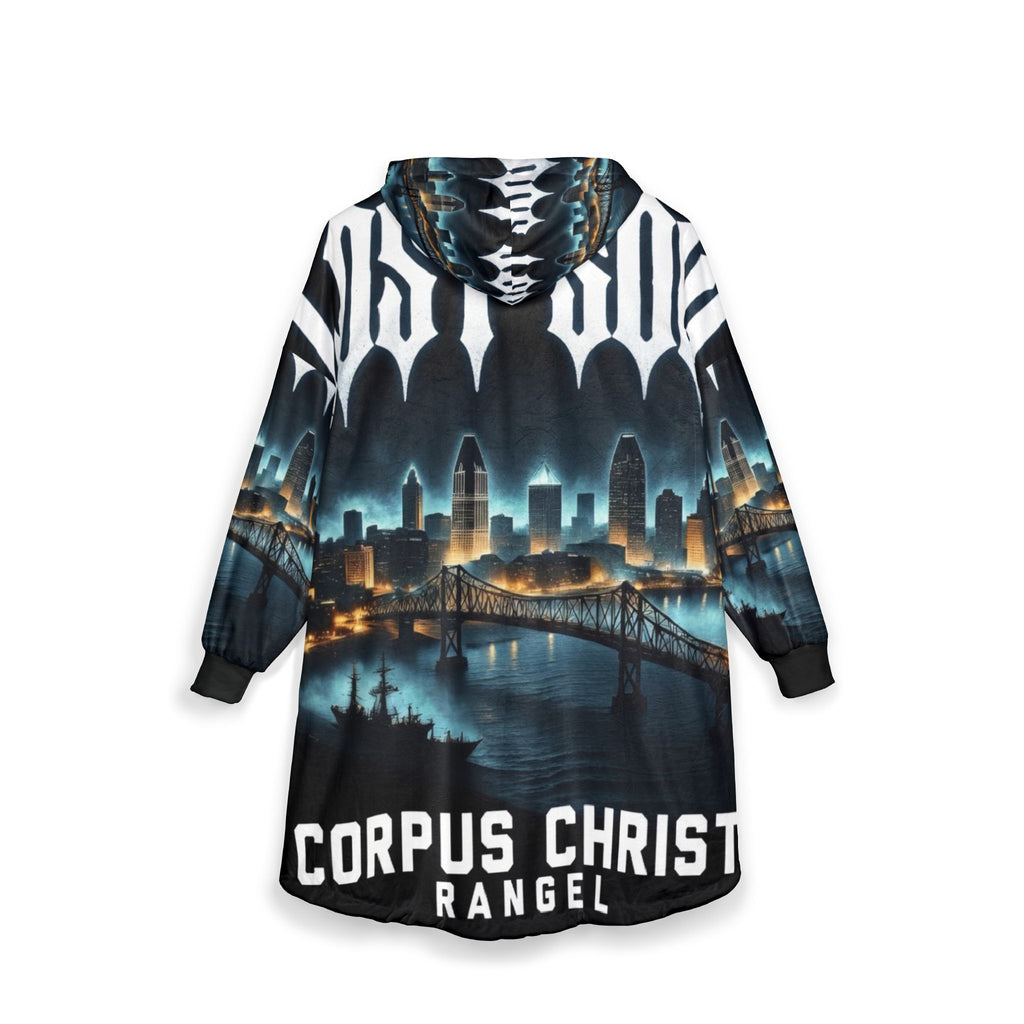 Lost Soul Corpus Christi Cityscape Hooded Blanket — Rangel Skyline Cozy Throw