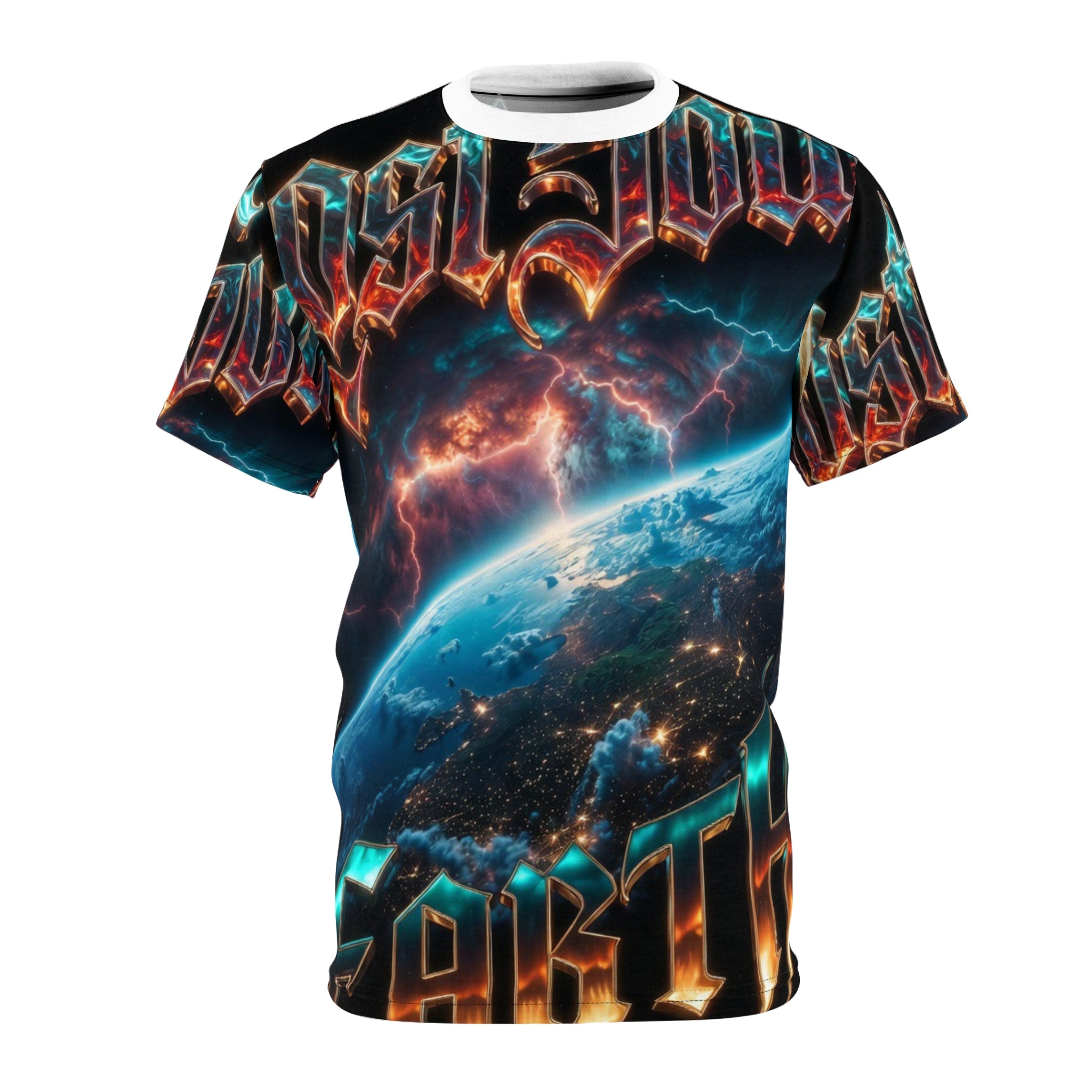 Lost Soul All-Over Graphic Tee — Earth & Lightning Metal Band Design