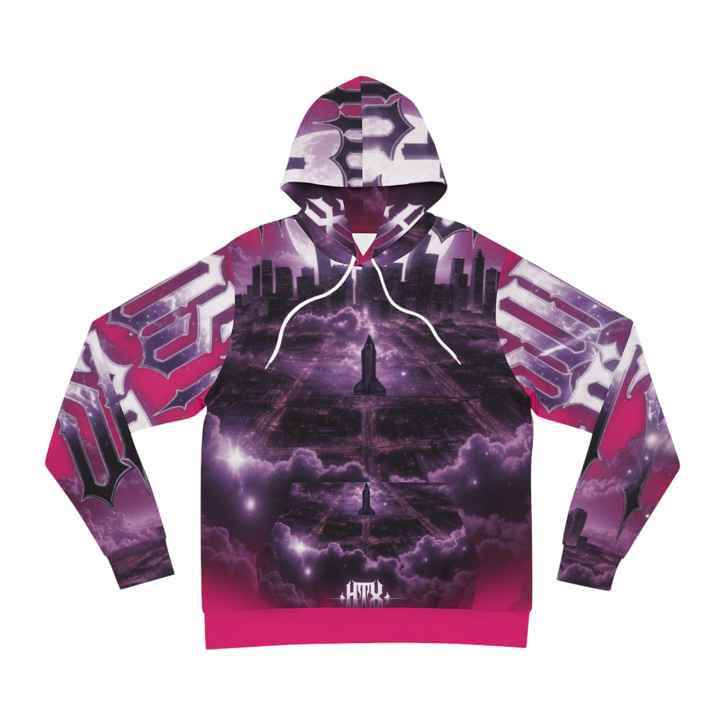 Lost Soul Galaxy Cityscape Hoodie — 'Lost Soul, Streets With' Pink & Purple All-Over Print
