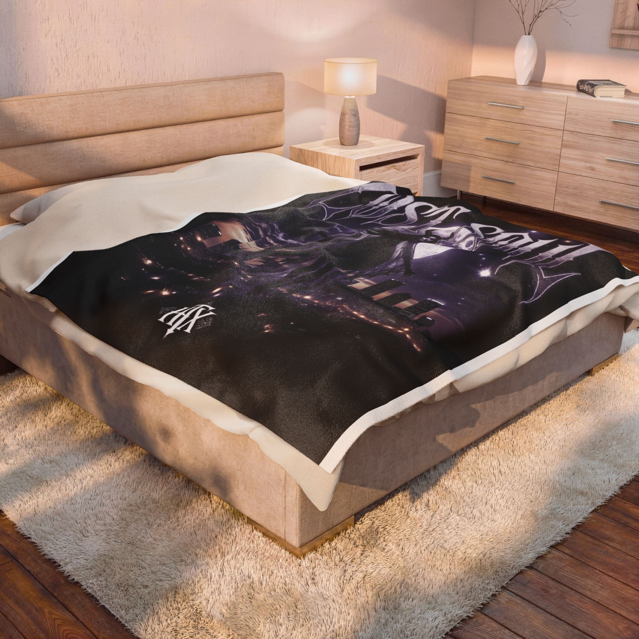 Lost Soul Velveteen Plush Blanket — Gothic Moonlight Throw for Goth & Alternative Fans