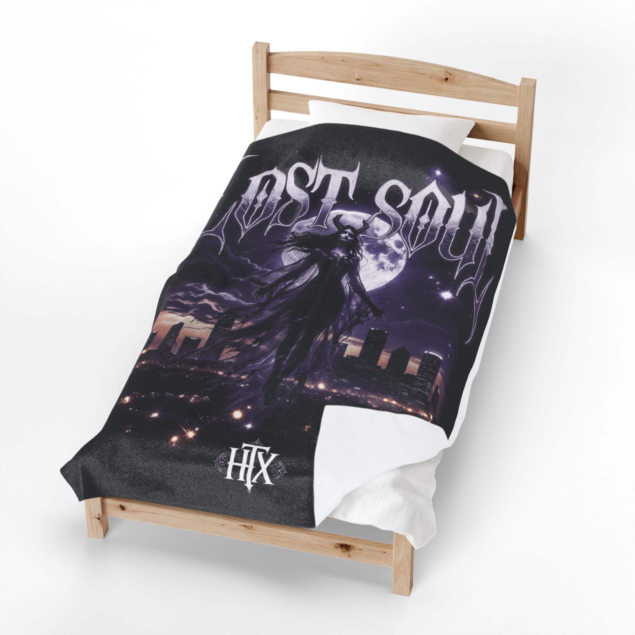 Lost Soul Velveteen Plush Blanket — Gothic Moonlight Throw for Goth & Alternative Fans